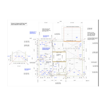 Architectural blueprint showing dimensions, angles, and layout of a building design with detailed annotations.