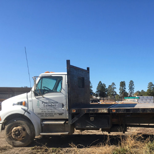 A flatbed truck with 