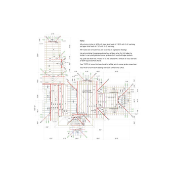 Architectural blueprint showing detailed floor plans with measurements and annotations for a building design.